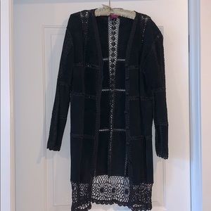 IDI By Matthew Vintage Suede Leather& Crochet Coat